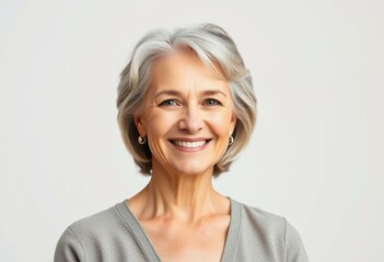 Fototapeta premium Half-length portrait of a middle-aged woman with a warm smile