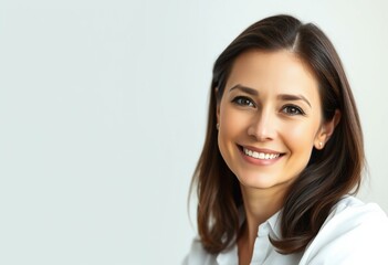 Fototapeta premium Half-length portrait of a woman with a calm and serene expression