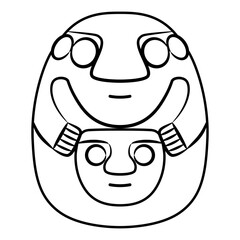Fototapeta premium Stylized human figurine holding a mask or head. Indigenous Native American design from ancient Peru. Recuay culture. 