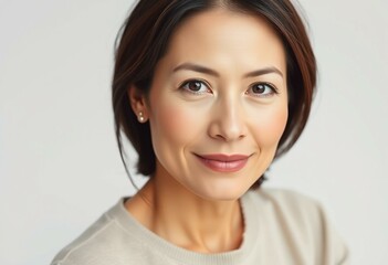 Naklejka premium Half-length portrait of a woman with a calm expression