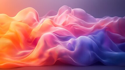 Obraz premium Intertwined fluid designs with vibrant palettes and smooth contours softly reflecting on a gradient background