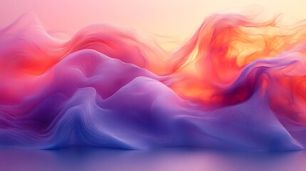 Obraz premium Intertwined fluid designs with vibrant palettes and smooth contours softly reflecting on a gradient background