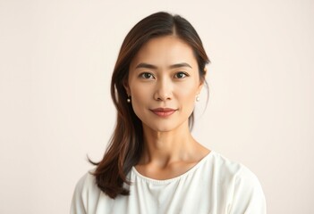 Fototapeta premium A serene and calm half-length portrait of a 35-year-old female