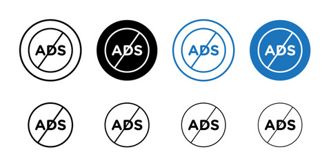 No ads icon logo sign set vector outline