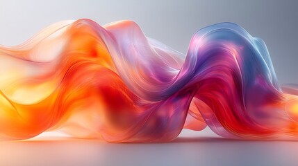 Fototapeta premium Fluid abstract forms with interlocking smooth surfaces in vibrant tones floating softly in a gray space