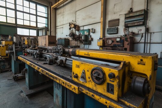 Metalworking process finishing touches on lathe grinder machine with sparks flying