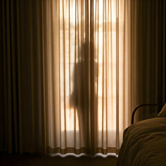 The morning light casts a dramatic silhouette of a lone figure in the window