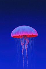 Vibrant Jellyfish Floating in Deep Blue Ocean Waters