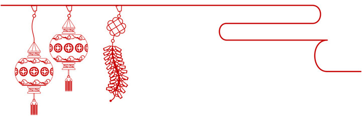 Line art illustration firecracker for a background chinese new year