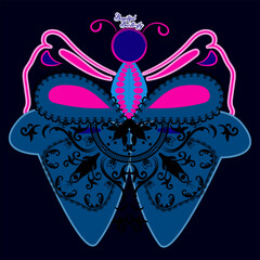 A beautifull butterfly zentangle arts isolated background. Abstract butterfly close up with tangle doodle elements.Hand drawn Butterfly with detailed decorative Mandala elements.ColoArt & Illustration
