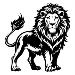 Obraz premium Majestic Lion Silhouette in Bold Black Design