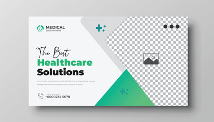 Creative medical healthcare YouTube thumbnail and web banner template		