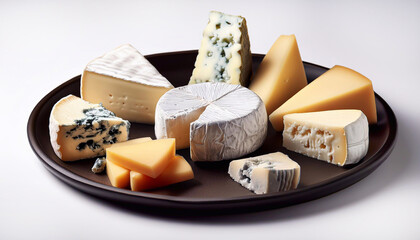 Zimna płyta sery pleśniowe i żółte cheddar. Smakołyki na tacy, serowe przekąski