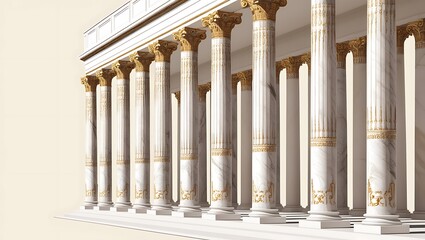 Fototapeta premium Elegant Marble Columns Adorn a Classic Greco Roman Structure