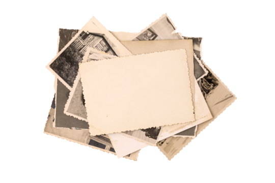 Stacked retro photo cards.