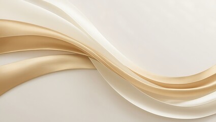 Elegant Cream And Gold Silk Ribbon Waves Abstract