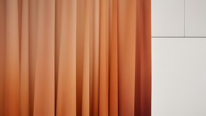 Obraz premium Abstract Orange Curtain Drapes Against White Wall