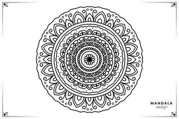 Geometric floral ornament, hand drawn mandala, decorative round ornament. Ethnic mandala, coloring book, vector