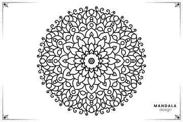 Beautiful card with luxurious floral ornament mandala. Geometric circle elements made in vector. Coloring page book