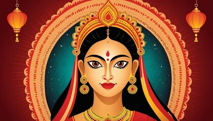 Indian God shri Druga in Happy Druga Puja Subh Navratri red background. vector illustration design