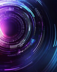 Obraz premium A vibrant swirl of purple and blue light creates a mesmerizing digital vortex, evoking a sense of futuristic technology.