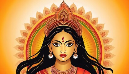 Indian God shri Druga in Happy Druga Puja Subh Navratri red background. vector illustration design