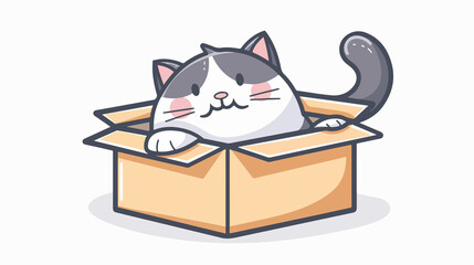 Cute Cat in Box Adoption Vector Illustration for Animal Shelter Campaigns