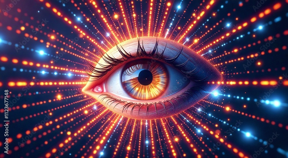 Wall mural unlocking higher consciousness through energy visualizations and mystical introspection in a vibrant