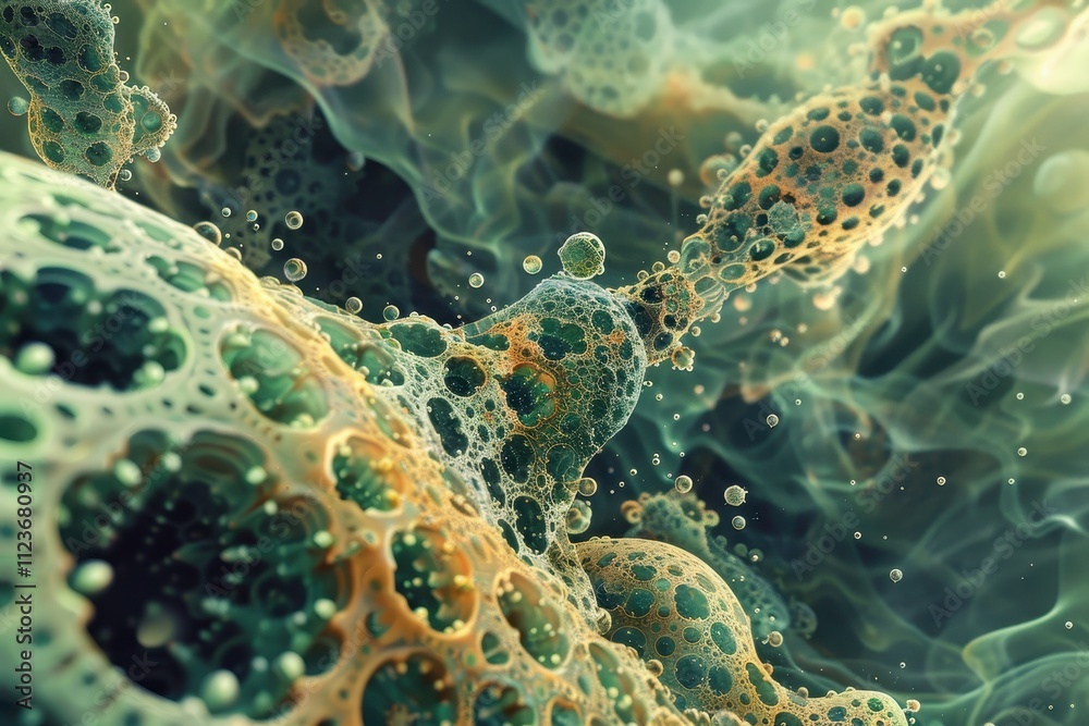 Fototapete Exploring intricate cellular structures with vibrant colors highlighting the complexity of biological membranes and their functions