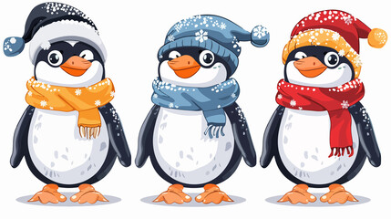 Fototapeta premium Adorable Penguin Cartoon Vector Illustration for Isolation Concept