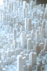 Obraz premium White cityscape model, abstract urban scene.