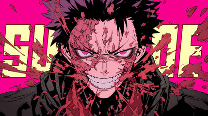 Obraz premium Anime Horror Manga Illustration: Vivid and Spine-Chilling Art
