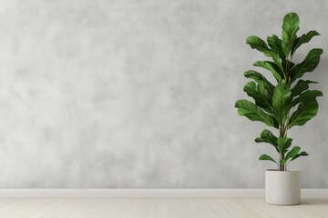 Indoor plant in a modern space with light gray wall