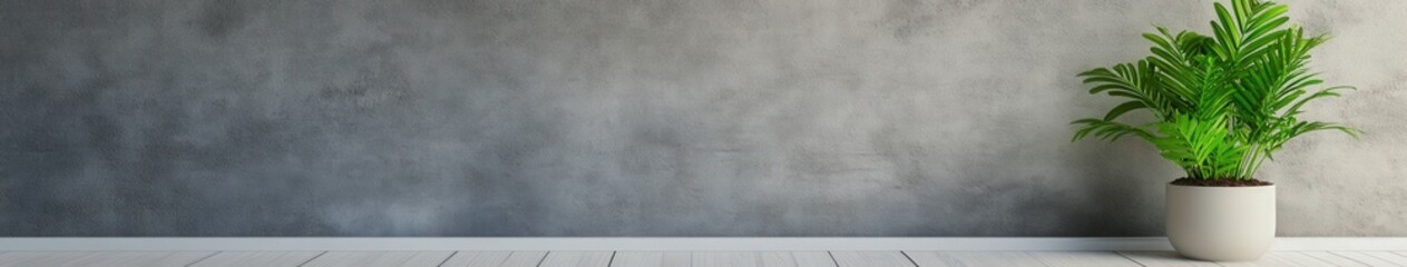 Fototapeta premium Modern interior design with green plant and concrete wall