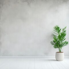 Fototapeta premium Decorative indoor plant beside a textured gray wall