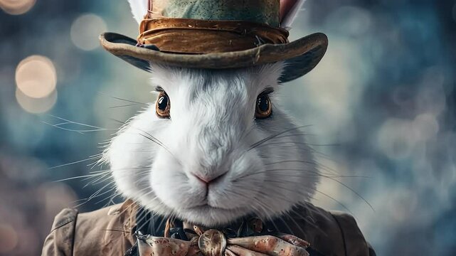 rabbit enchanted alice mad watercolor animal enchantedforest wonderl mystical rabit easter white mammal hatter cartoon