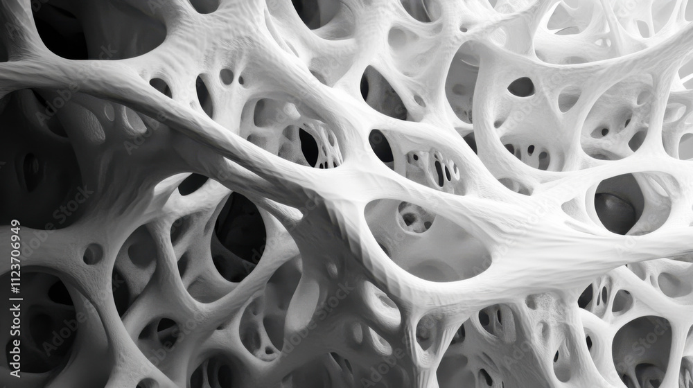 Poster intricate abstract textures displaying organic forms and light patterns revealing a complex structur