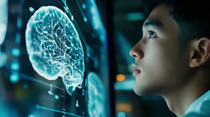 Scientists analyzing brain scans to uncover neurological insights and advance medical research, focusing on cognitive functions and potential treatments.