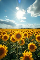 Vast Sunflower Field Under a Bright Summer Sun