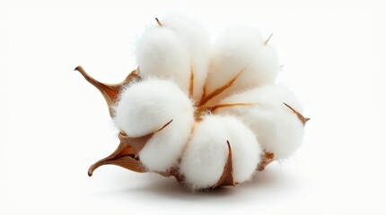 Isolated Cotton Plant Boll on White Background