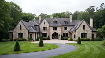 Fototapeta premium Geometric Courtyard of a Stone Farm Mansion