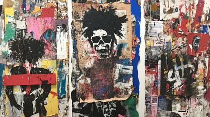 Fototapeta premium Abstract urban art with portrait of young african male in sunglasses.