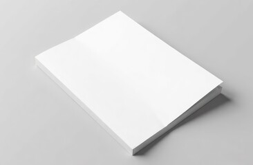 Blank A4 portrait, US-Letter, brochure magazine isolated on grey, with trimming track, variable background