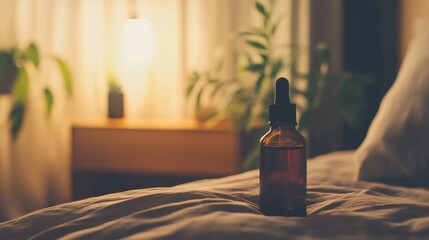 Sleep aid products neatly arranged on a bedside table, promoting relaxation and restful sleep for a peaceful night's slumber.