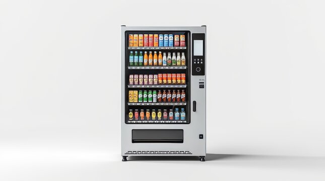 Modern Sleek Beverage Vending Machine on White Background