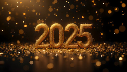 2025 background golden, Ai generated