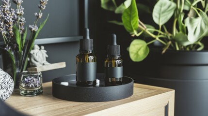 Sleep aid products neatly arranged on a bedside table, promoting relaxation and restful sleep for a peaceful night's slumber.