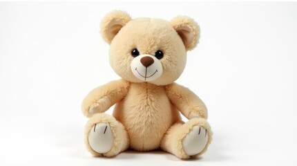 Obraz premium Realistic Plush Teddy Bear on White Background