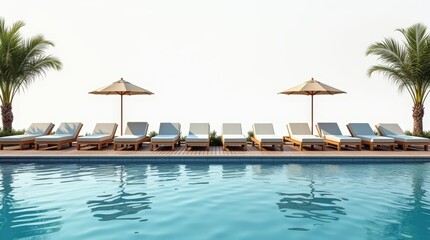 Fototapeta premium Luxurious Hotel Pool Sunbeds
