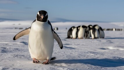 Obraz premium High-quality penguin images showcasing adorable poses in natural habitats. Perfect for creative projects, blogs, marketing campaigns, and more. Enhanced license available